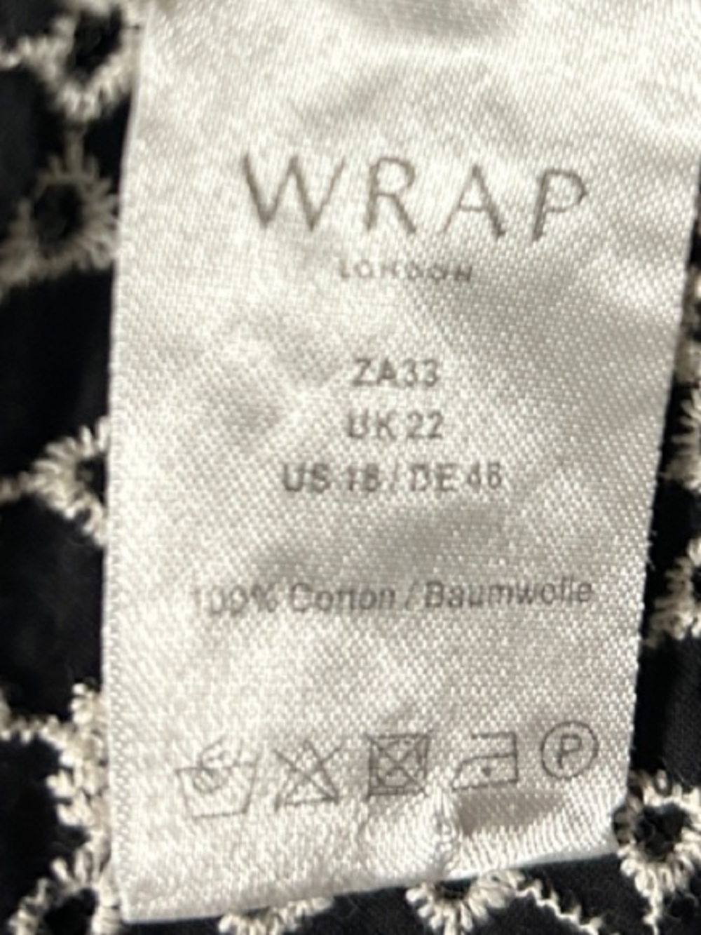 Wrap London Black White Cotton Eyelet Embroidered Puff Sleeve Shift Dress US 18 - Picture 10 of 10